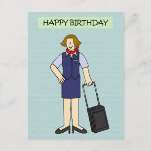 Vrouw Cabin Crew Verjaardag Briefkaart