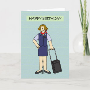 Vrouw Cabin Crew Verjaardag Kaart