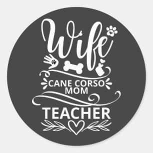 Vrouw Cane Corso Moeder Leraar Grappige Hond Ronde Sticker