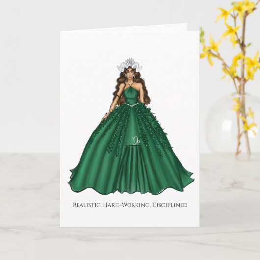 Vrouw Capricorn Goddess Aangepaste verjaardag Kaart (Gele Bloem)