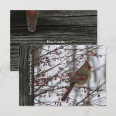 Vrouw Cardinaal Rustic Wood Holiday kerstkaart Kaart (Voorkant / Achterkant)