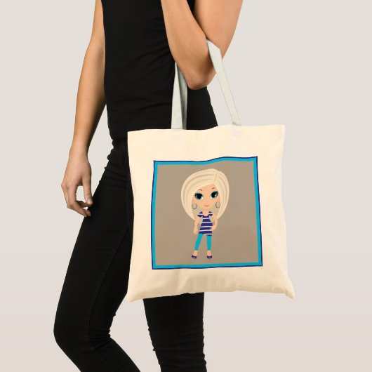 Vrouw cartoon Canvas tas (Voorkant (product))