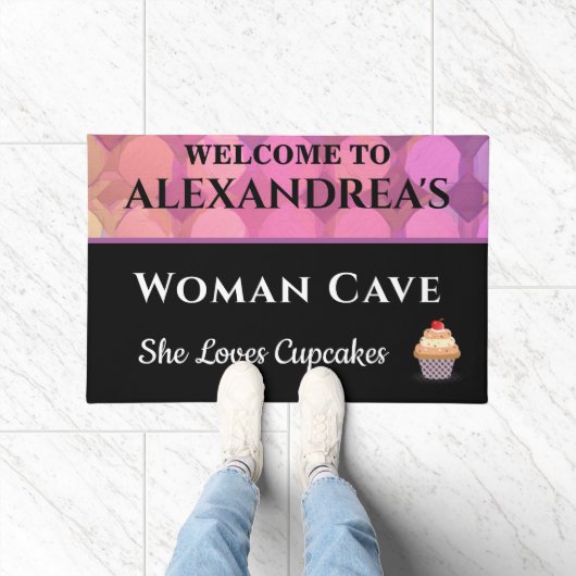 Vrouw Cave Roze Abstract Patroon Personaliseren Deurmat (Binnen)