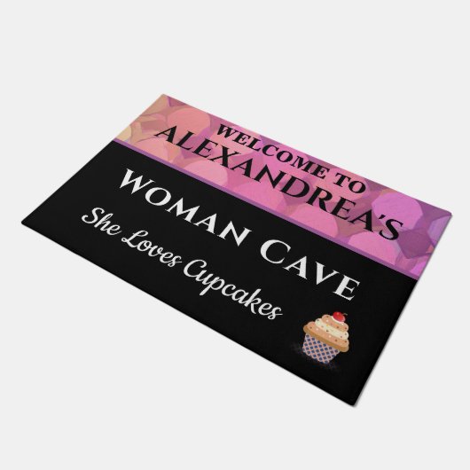 Vrouw Cave Roze Abstract Patroon Personaliseren Deurmat (Schuin)
