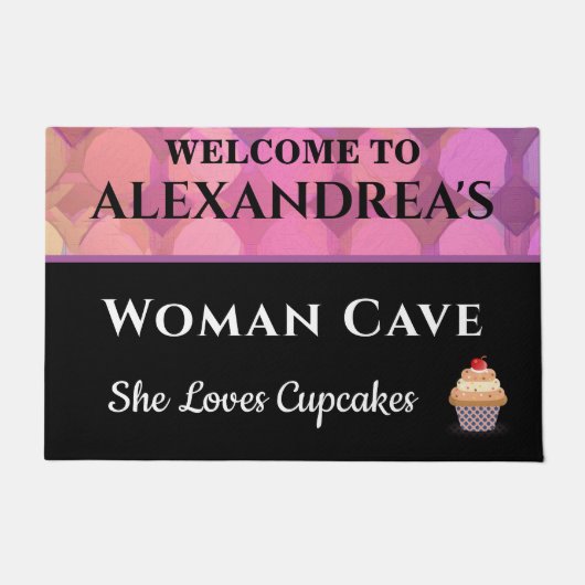 Vrouw Cave Roze Abstract Patroon Personaliseren Deurmat (Voorkant)