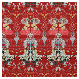 VROUW, CENTAUR BLOEMEN Royal rood wit klimt patroo Stof