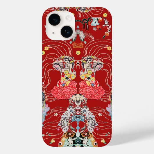 VROUW, CENTAUR BLOEMROOD Wit Klimt Patroon Case-Mate iPhone Case (Achterkant)