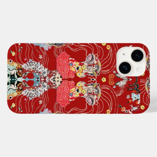 VROUW, CENTAUR BLOEMROOD Wit Klimt Patroon Case-Mate iPhone Case (Achterkant (horizontaal))