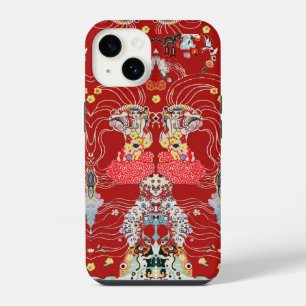 VROUW, CENTAUR BLOEMROOD Wit Klimt Patroon iPhone 14 Hoesje