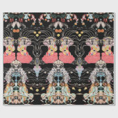 VROUW, CENTAUR FLORAL Red Black Klimt Patroon Cadeaupapier (Vlak)