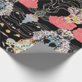 VROUW, CENTAUR FLORAL Red Black Klimt Patroon Cadeaupapier (Hoek)