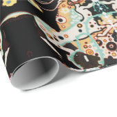 VROUW, CENTAUR FLORAL Red Black Klimt Patroon Cadeaupapier (Rol Hoek)