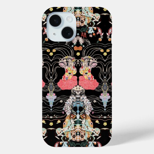 VROUW, CENTAUR FLORAL Red Black Klimt Patroon Case-Mate iPhone Case (Achterkant)
