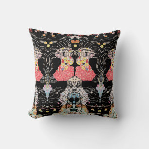 VROUW, CENTAUR FLORAL Red Black Klimt Patroon Kussen
