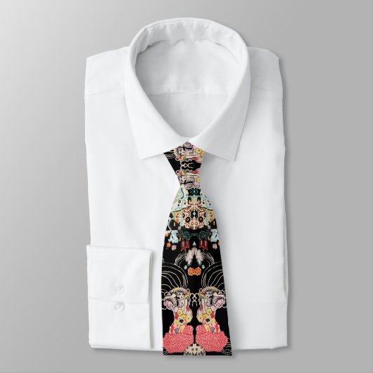 VROUW, CENTAUR FLORAL Red Black Klimt Patroon Stropdas (Gebonden)