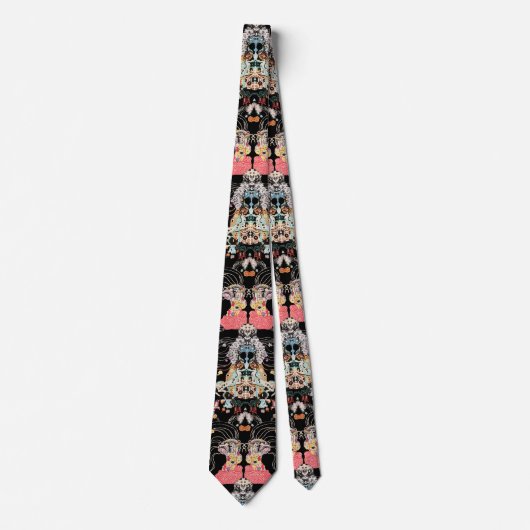 VROUW, CENTAUR FLORAL Red Black Klimt Patroon Stropdas (Voorkant)