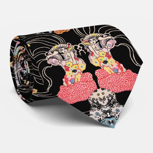 VROUW, CENTAUR FLORAL Red Black Klimt Patroon Stropdas (Opgerold)