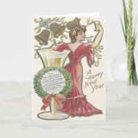 Vrouw Champagne Fluit Bell Holly krans Mistletoe