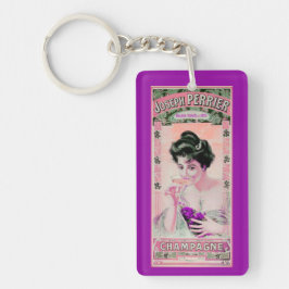  vrouw champagne label roze paarse sleutelhanger