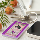  vrouw champagne label roze paarse sleutelhanger (Voorkant Rechts)