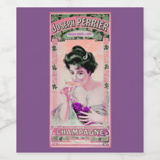  vrouw champange wijnlabel paarse roze wijn etiket (Enkel label)