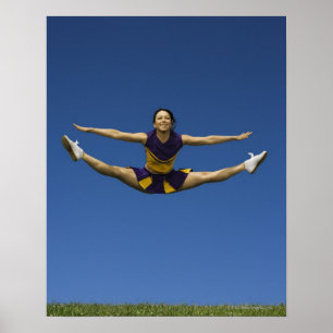 Vrouw cheerleader springt in air 3 poster