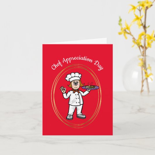 Vrouw Chef - Chef Appreciation Day Kaart (Gele Bloem)