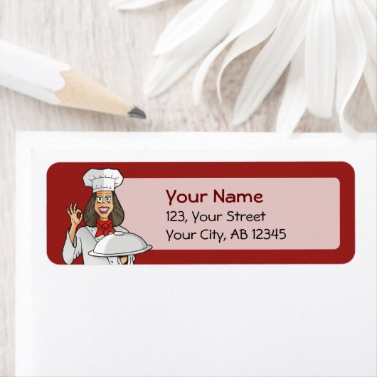 Vrouw Chef Cooking Etiket (Insitu)