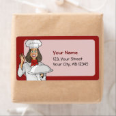 Vrouw Chef Cooking Etiket (Insitu)