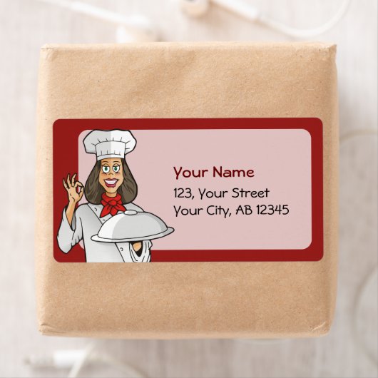 Vrouw Chef Cooking Etiket (Insitu)