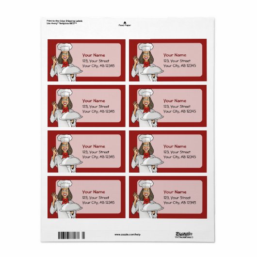 Vrouw Chef Cooking Etiket (Full Sheet)