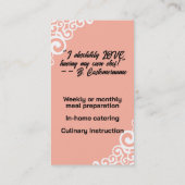  vrouw chef-kok bakken koken culinair visitekaartje (Achterkant)