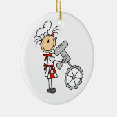 Vrouw chef-kok met behulp van Mixer Keramisch Ornament (Rechts)