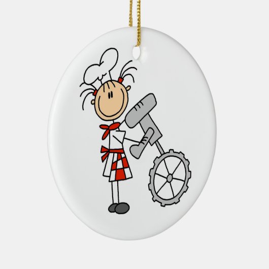 Vrouw chef-kok met behulp van Mixer Keramisch Ornament (Rechts)