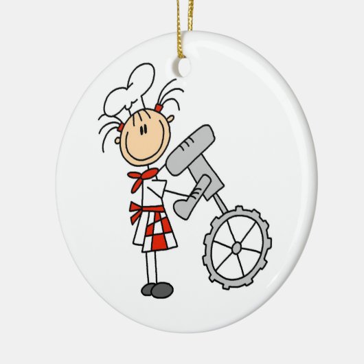 Vrouw chef-kok met behulp van Mixer Keramisch Ornament (Links)