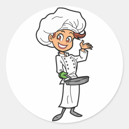 Vrouw chef-kok met een koekenpan Stickers (Voorkant)