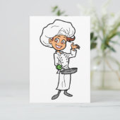 Vrouw Chef met een doorlatende pan-invallen Kaart (Staand voorkant)