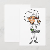 Vrouw Chef met een doorlatende pan-invallen Kaart (Voorkant / Achterkant)
