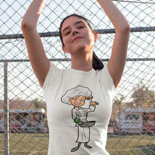 Vrouw Chef met een frituurpannen T-shirt