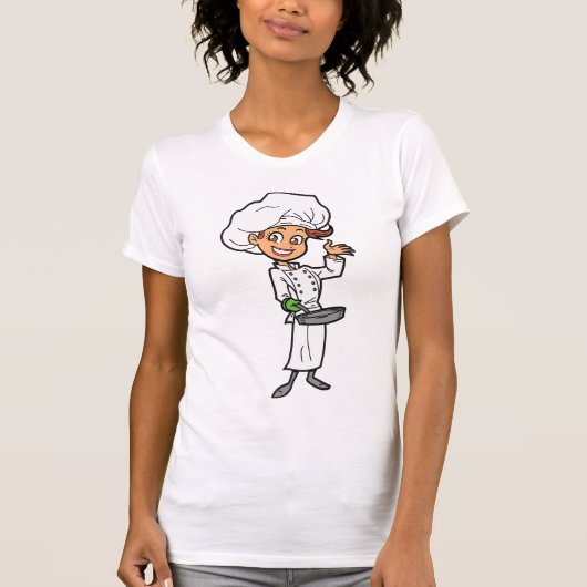 Vrouw Chef met een pantservrouw T-shirt (Voorkant)