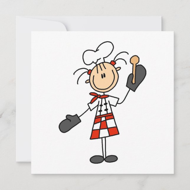 Vrouw Chef met Mitts en Wooden Spoon (Voorkant)