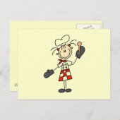 Vrouw Chef met Mitts en Wooden Spoon Briefkaart (Voorkant / Achterkant)