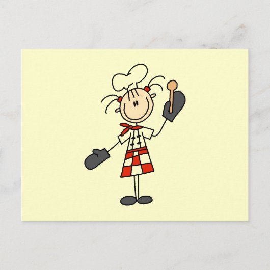 Vrouw Chef met Mitts en Wooden Spoon Briefkaart (Voorkant)