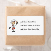 Vrouw Chef met Mitts en Wooden Spoon Etiket (Insitu)