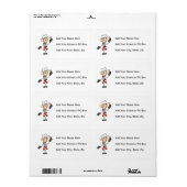 Vrouw Chef met Mitts en Wooden Spoon Etiket (Full Sheet)