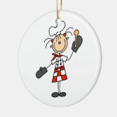 Vrouw Chef met Mitts en Wooden Spoon Keramisch Ornament (Links)