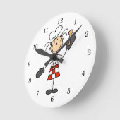 Vrouw Chef met Mitts en Wooden Spoon Ronde Klok (Hoek)