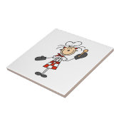 Vrouw Chef met Mitts en Wooden Spoon Tegeltje (Zijkant)