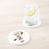 Vrouw Chef met Mitts en Wooden Spoon Zandsteen Onderzetter (Zijkant)