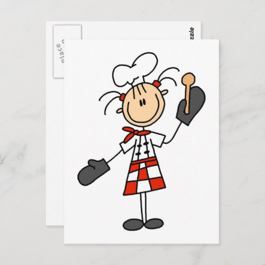 Vrouw Chef met Oven Mitts Tshirts en Gifts Briefkaart (Voorkant / Achterkant)